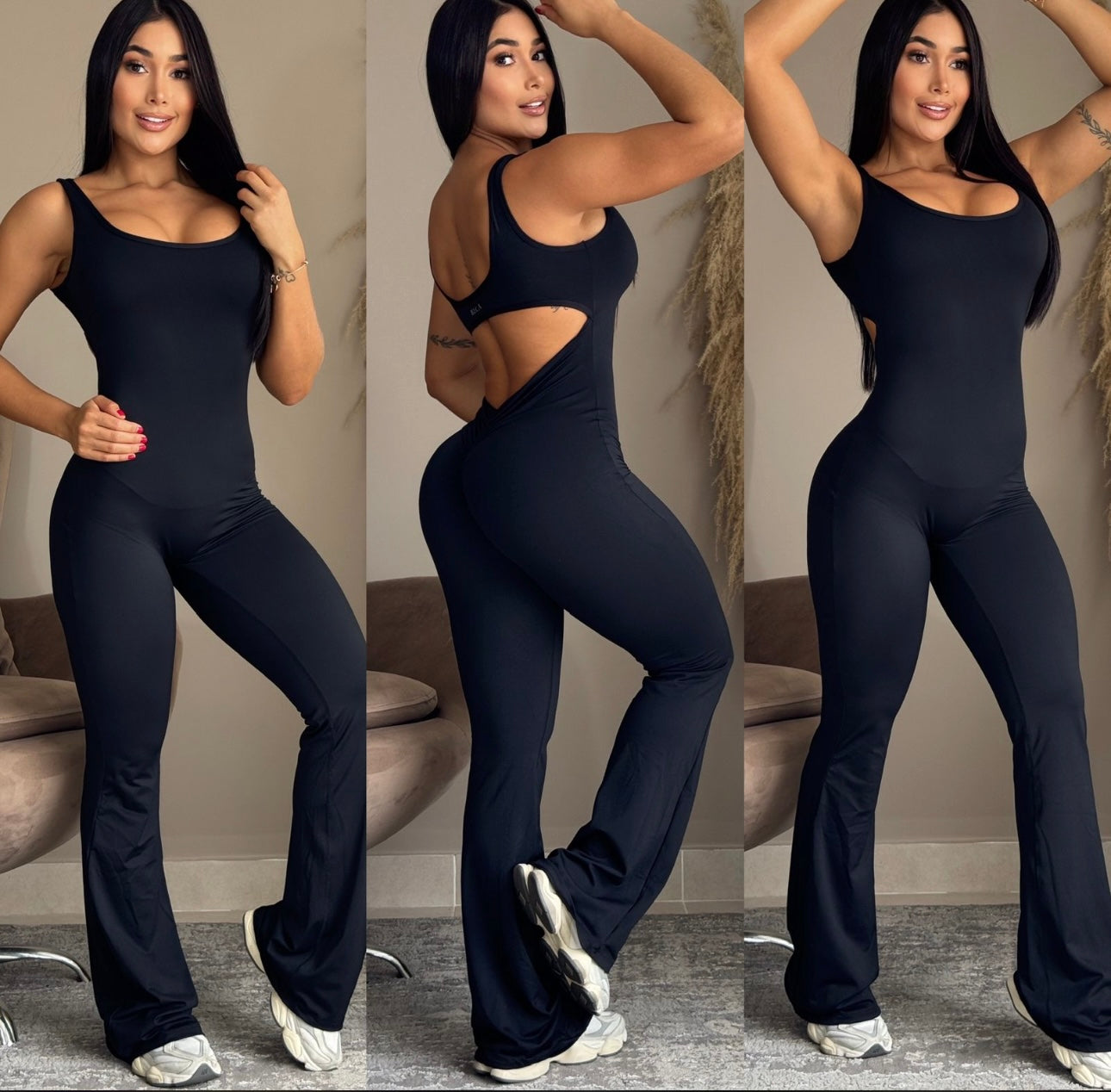 ENTERIZO SIZA PUSH UP BOTA CAMPANA NEGRO