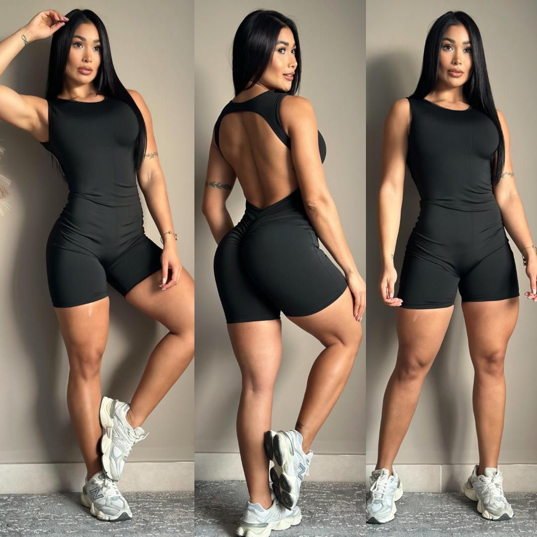 ENTERIZO MANGA SIZA NEGRO
