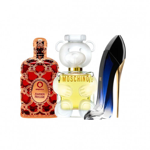 💎 Combo 11: Lujo, frescura y poder en cada gota  Orientica Rouge - Moschino Toy 2 - Good Girl